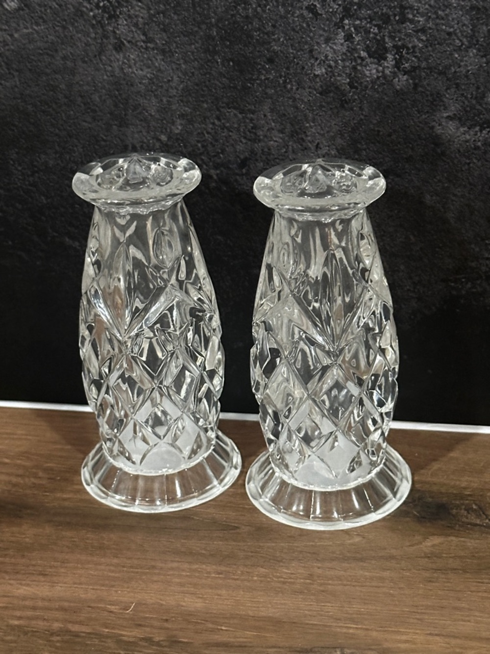 Vintage Gorham Lead Crystal King Edward 4” Salt & Pepper Shaker Set